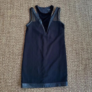 The Kooples Women's Black Shift Mini Dress with Velvet High Neck Accents Size S